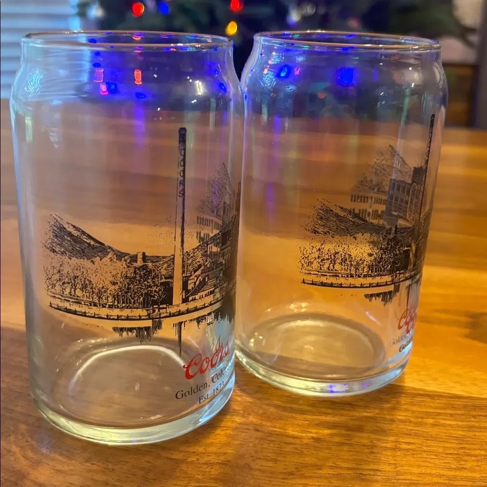Coors Beer Company Golden Colorado 1873 Pair of Beer Glasses 5.25” Tall 16 ounce